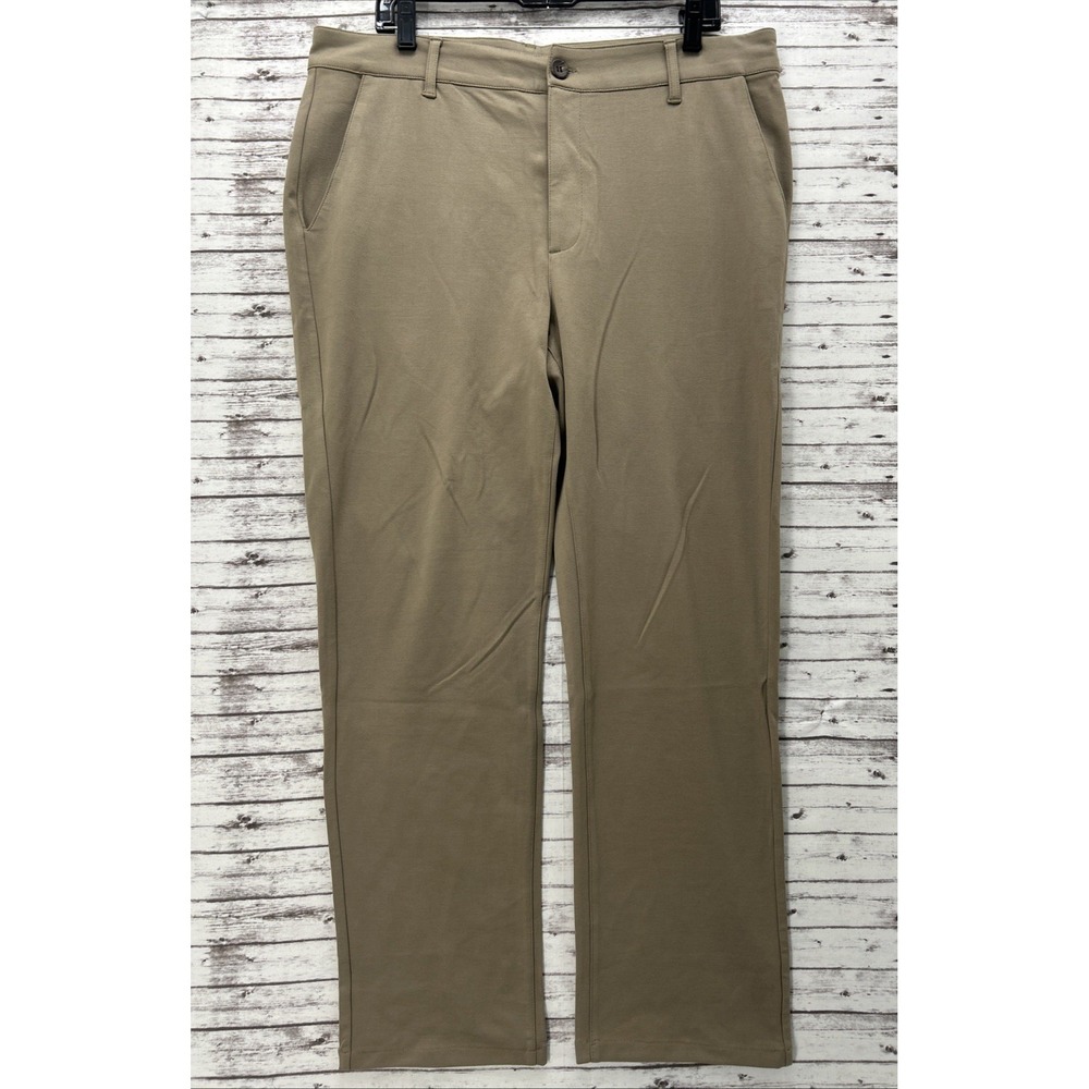 True Classic Comfort Knit Pants Mens Size 36x28 Slim Fit Chino Khaki Stretch